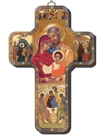 Icon Wooden Cross - Holy Family
