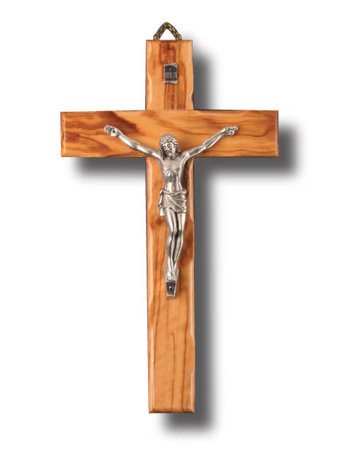 Olive Wood Wall Crucifix Scalloped Edge - Small / Medium / Large
