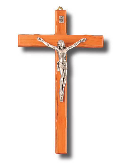 Olive Wood Wall Crucifix Scalloped Edge - Small / Medium / Large