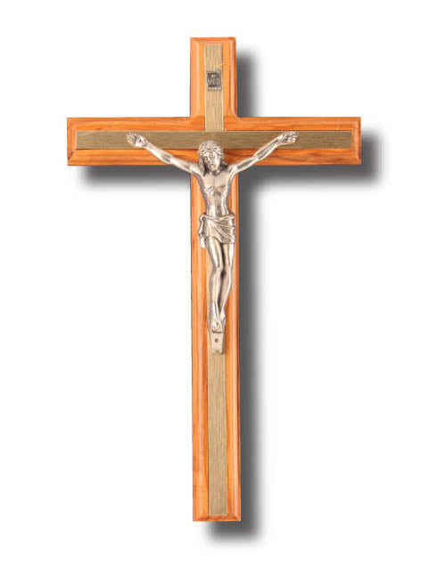 Olive Wood Crucifix with Metal Inlay - X Small / Small / Medium / Large