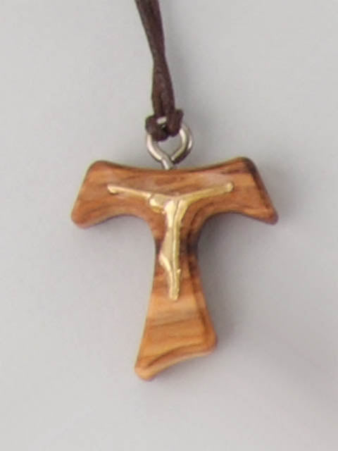 Small Olive Wood Tau Crucifix