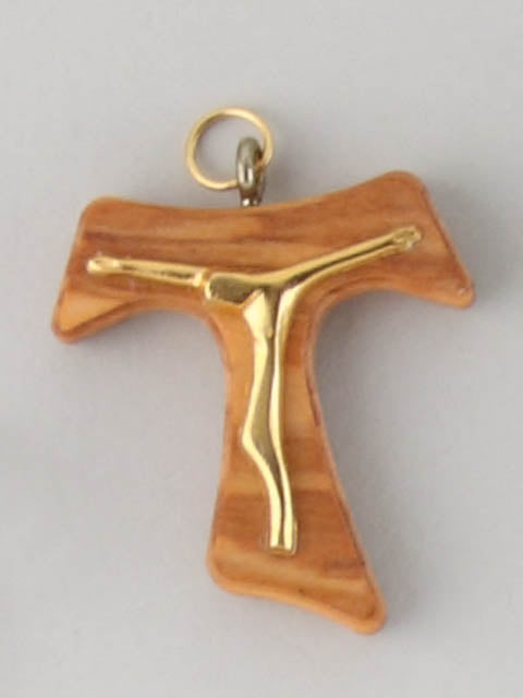 Large Olive Wood Tau Crucifix