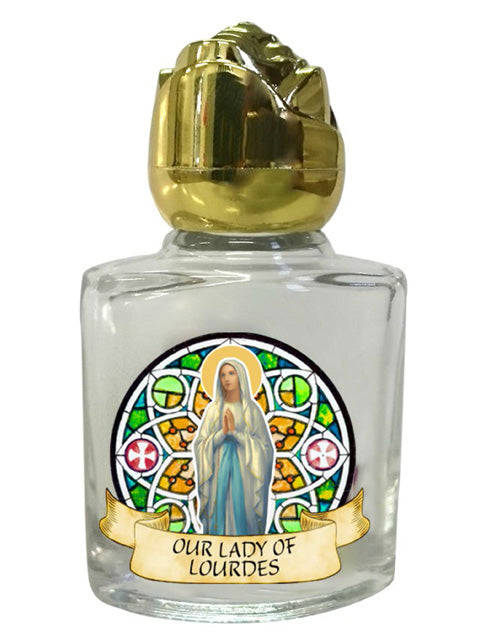 Glass Holy Water Bottle - Our Lady Of Lourdes