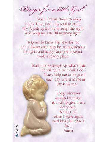 'Prayer For A Little Girl' Themed Holy Cards