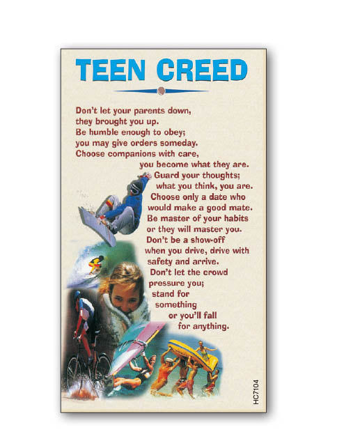 'Teen Creed' Themed Holy Cards