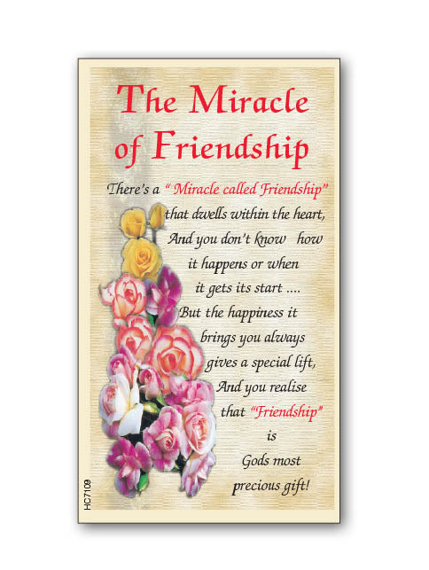 'Miracle of Friendship' Themed Holy Cards