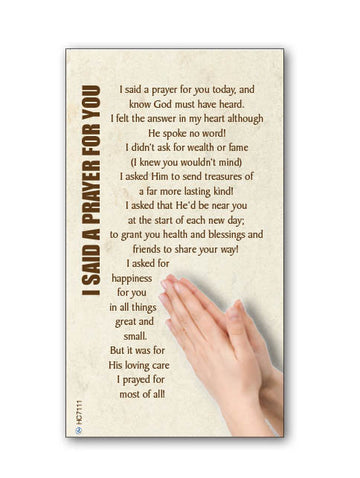 'I said a Prayer For You' Themed Holy Cards