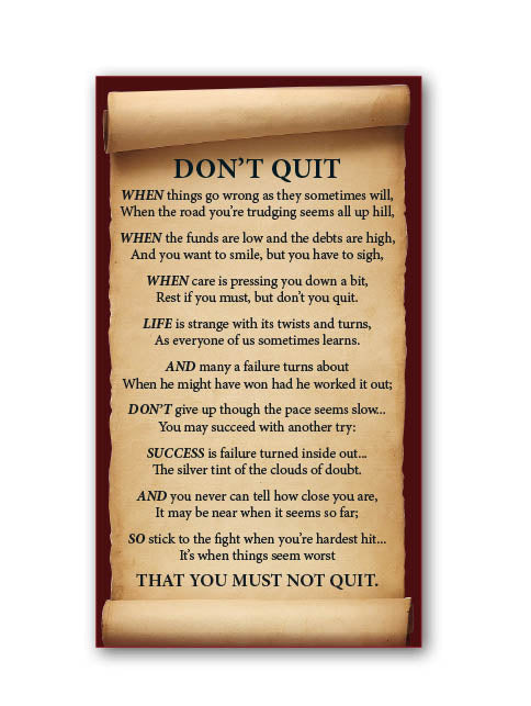 'Don't Quit' Themed Holy Cards