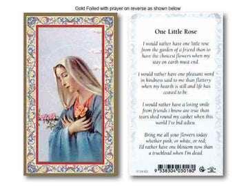 Gold Foiled Mary and Rose Holy Card