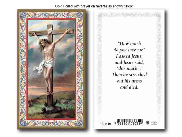 Gold Foiled Jesus Crucified Love Holy Card