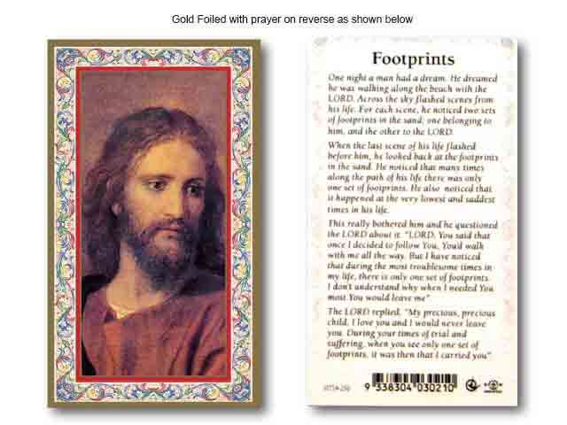 Gold Foiled Jesus Footprints Holy Card