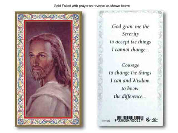 Gold Foiled Jesus Serenity Holy Card