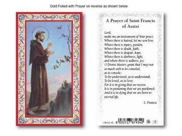 Gold Foiled Saint St Francis Prayer Holy Card