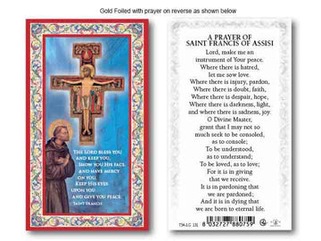 Gold Foiled Saint St Francis Holy Card Prayer