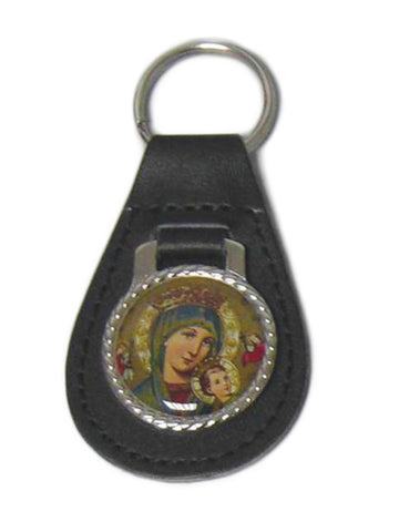 Our Lady Of Perpetual Succour Keyring - Leather