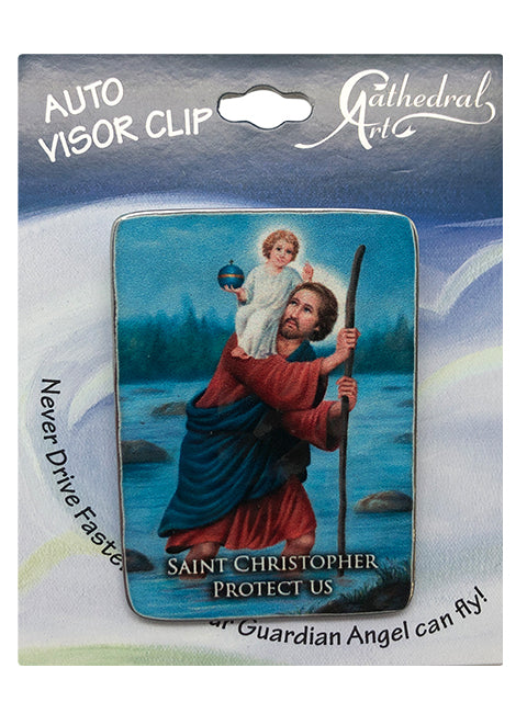 St. Christopher Sun Visor Clip - Metal