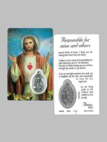 Sacred Heart Of Jesus Laminated Prayer Card