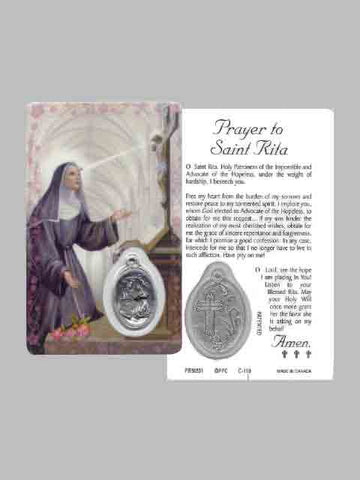 St. Rita Laminated Prayer Card