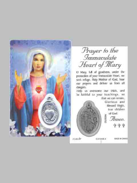 Sacred Heart Of Mary Laminated Prayer Card