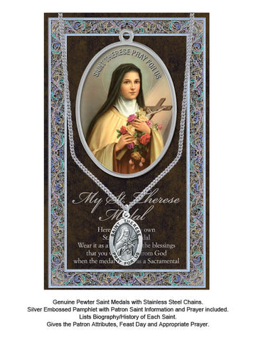 St. Therese Biography Leaflet With Pendant Set