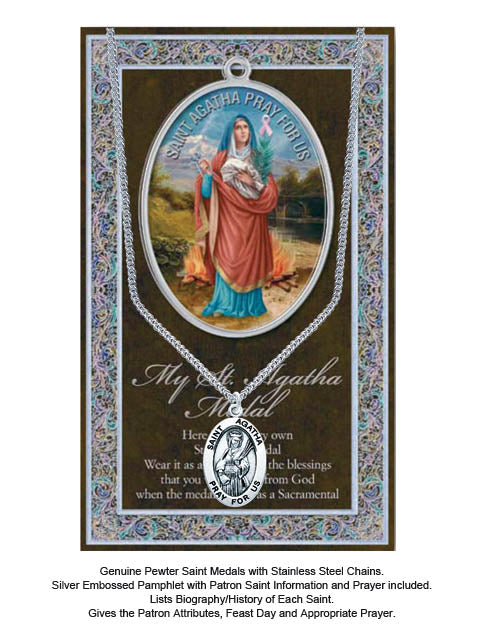 St. Agatha Biography Leaflet With Pendant Set