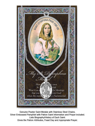 St. Dymphna Biography Leaflet With Pendant Set