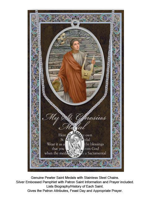 St. Genesius Biography Leaflet With Pendant Set