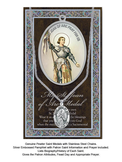 St. Joan Of Arc Biography Leaflet With Pendant Set
