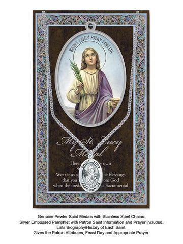 St. Lucy Biography Leaflet With Pendant Set