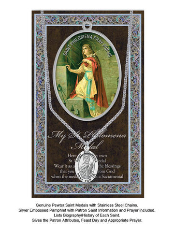 St. Philomena Biography Leaflet With Pendant Set
