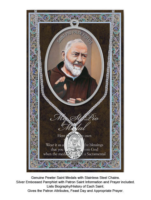 St. Padre Pio Biography Leaflet With Pendant Set