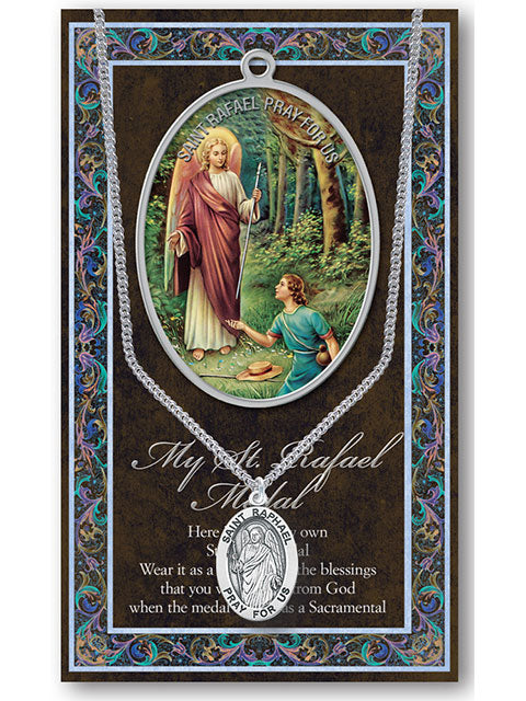 St. Raphael Biography Leaflet With Pendant Set