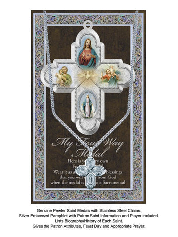 Four Way Cross Biography Leaflet With Pendant Set