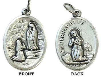 Our Lady Of Lourdes Silver Oxide Medal