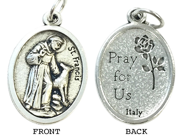 St. Francis Of Assisi Silver Oxide Medal