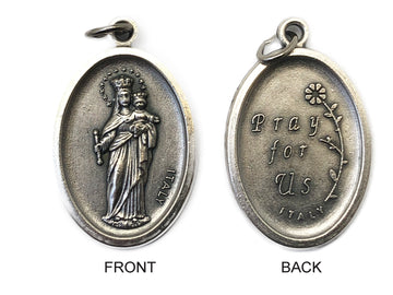 Our Lady Help Of Christians Silver Oxide Medal