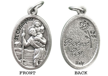 St. Christopher Silver Oxide Medal