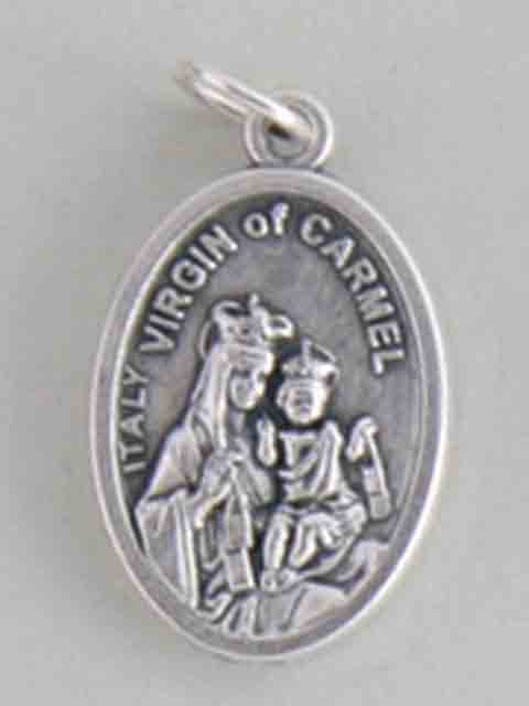 Our Lady Of Mt. Carmel Silver Oxide Medal