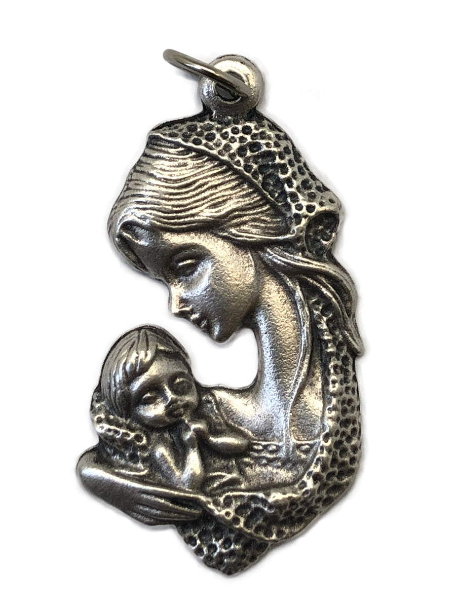 Mother & Child Silver Oxide Medal