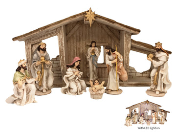 Nativity Set With Light Up Stable