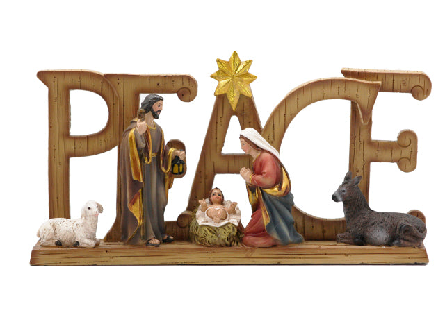 Peace Nativity Scene Resin
