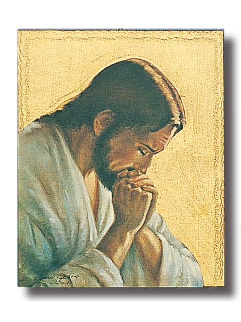 Praying Jesus Gold Foiled Wood Wall Plaque