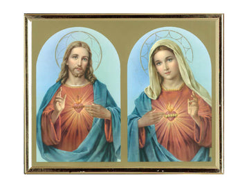 Sacred Heart Of Jesus & Sacred Heart Of Mary Gold Mylar Frame