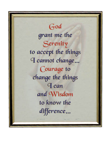 Serenity Prayer Gold Mylar Frame