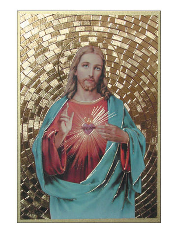 Sacred Heart Of Jesus Embossed Gold Foiled Plaque