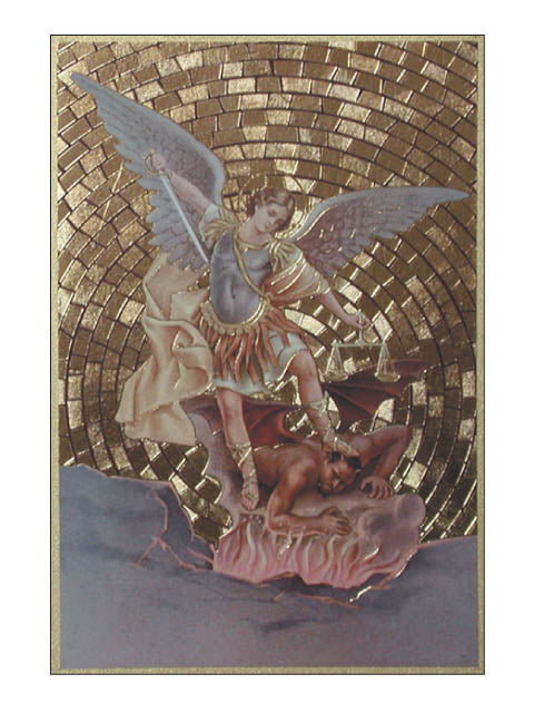 St. Michael Embossed Gold Foiled Plaque