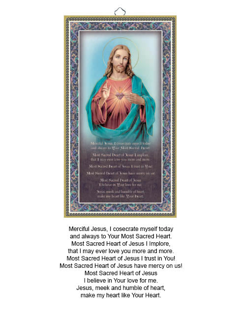 Sacred Heart Of Jesus Prayer Gold Foiled Wood Plaque