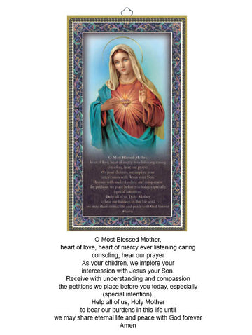Sacred Heart Of Mary Prayer Gold Foiled Wood Plaque