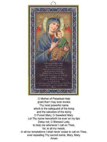 Our Lady Of Perpetual Succour Prayer Gold Foiled Wood Plaque