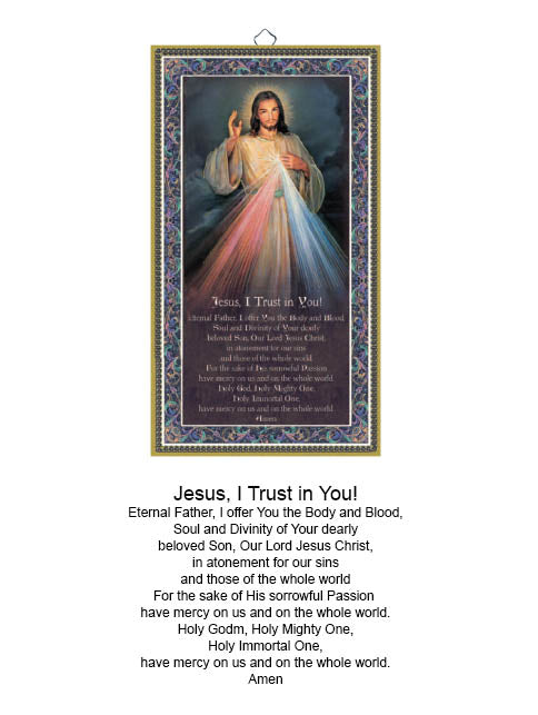 Jesus I Trust in You Prayer Gold Foiled Wood Plaque
